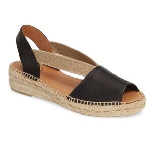 TONI PONS ETNA‎ - Leather Espadrille US 7.5 / EU 38 Black Tan Cushion Slip Ons